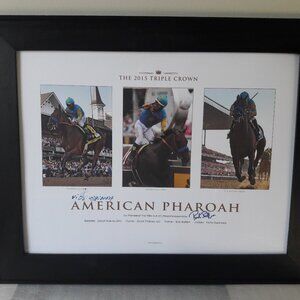 American Pharoah Triple Crown Photo Collage | Signed By Espinoza & Baffert